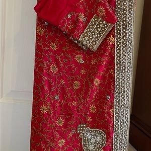 Indian outfit- Saree with matching blouse.